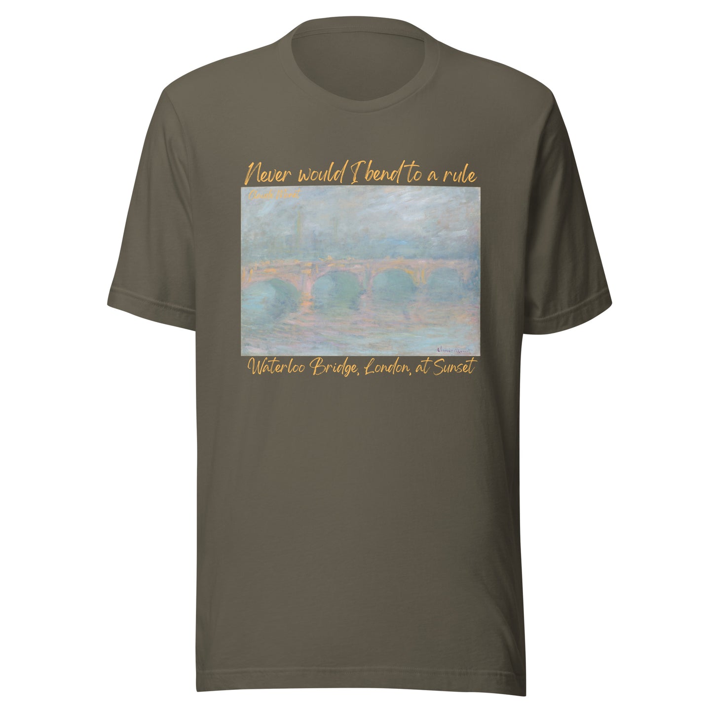 Unisex t-shirt Claude Monet, Waterloo Bridge, London, at Sunset
