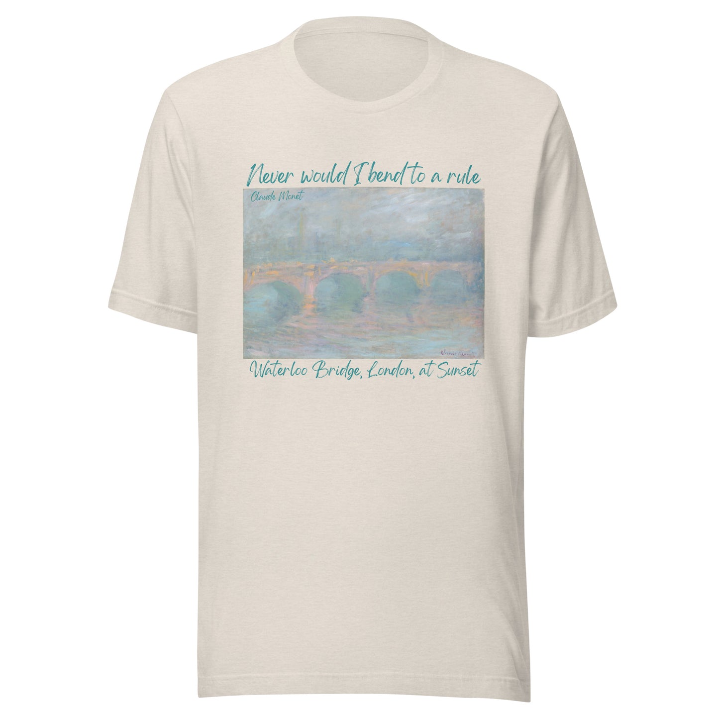 Unisex t-shirt Claude Monet, Waterloo Bridge, London, at Sunset