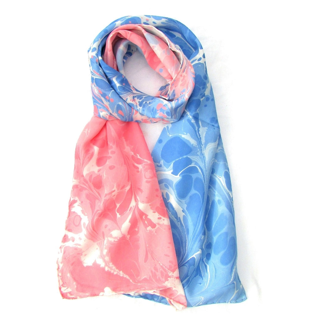 Watermarbling Hand Dyed Peace Silk Scarf