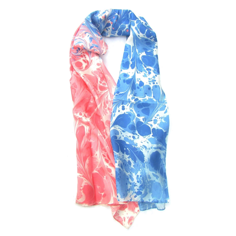Watermarbling Hand Dyed Peace Silk Scarf