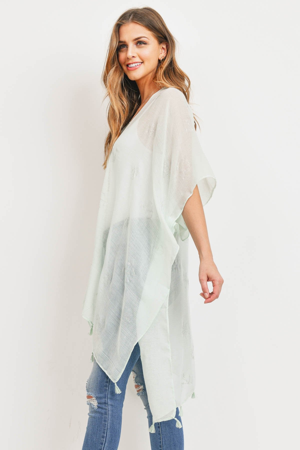 Mint Lightweight Anchor & Leaf Beach Cover Ups