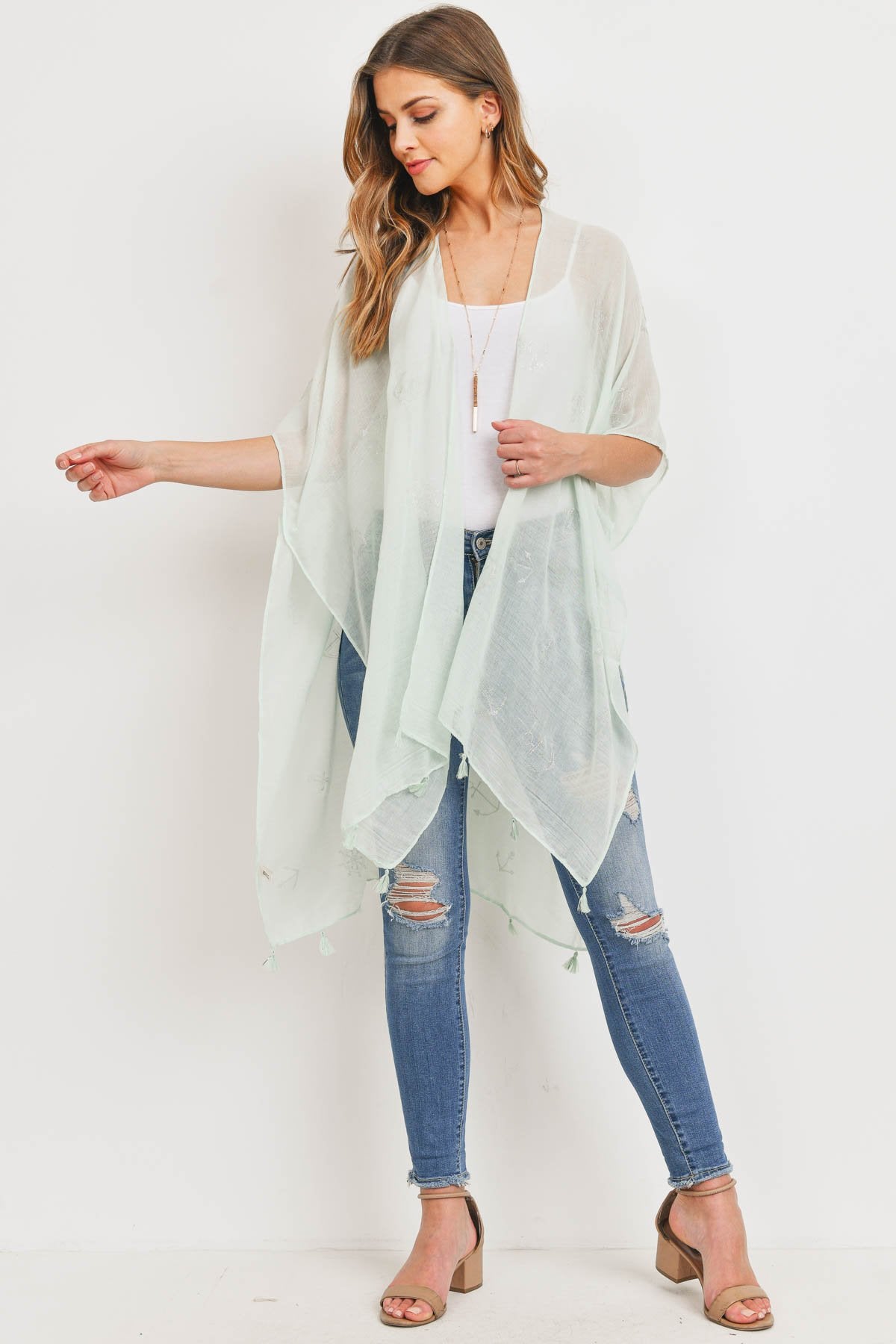 Mint Lightweight Anchor & Leaf Beach Cover Ups