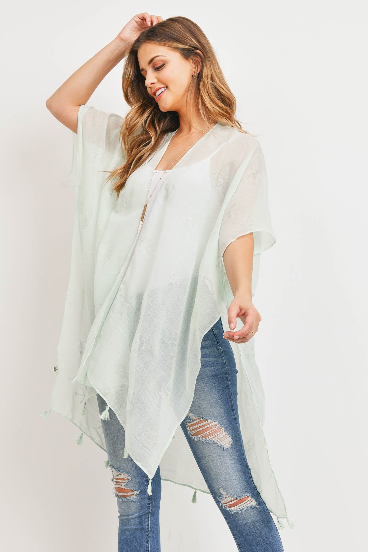 Mint Lightweight Anchor & Leaf Beach Cover Ups