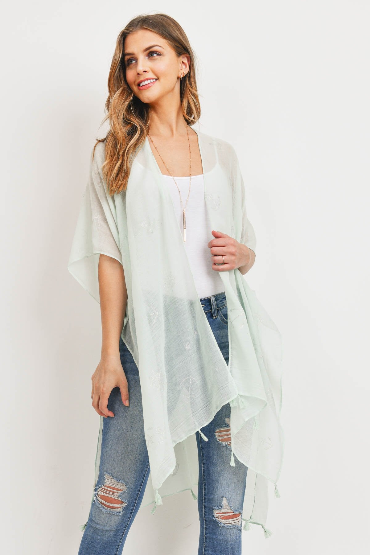 Mint Lightweight Anchor & Leaf Beach Cover Ups