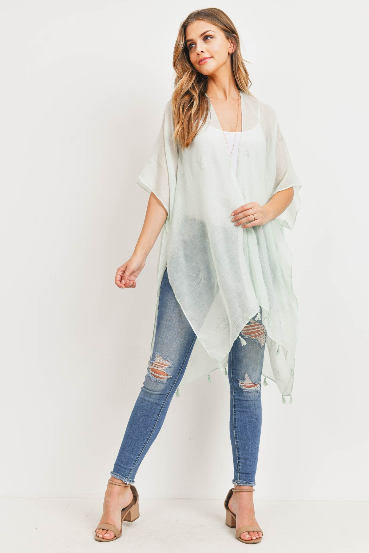 Mint Lightweight Anchor & Leaf Beach Cover Ups