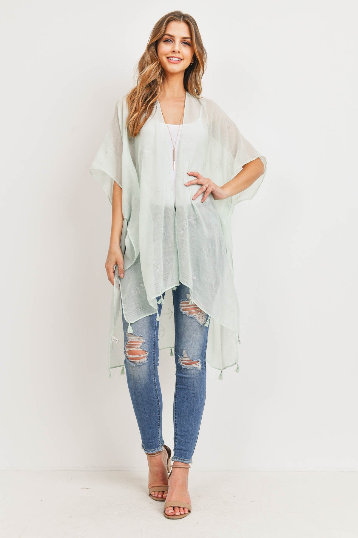 Mint Lightweight Anchor & Leaf Beach Cover Ups