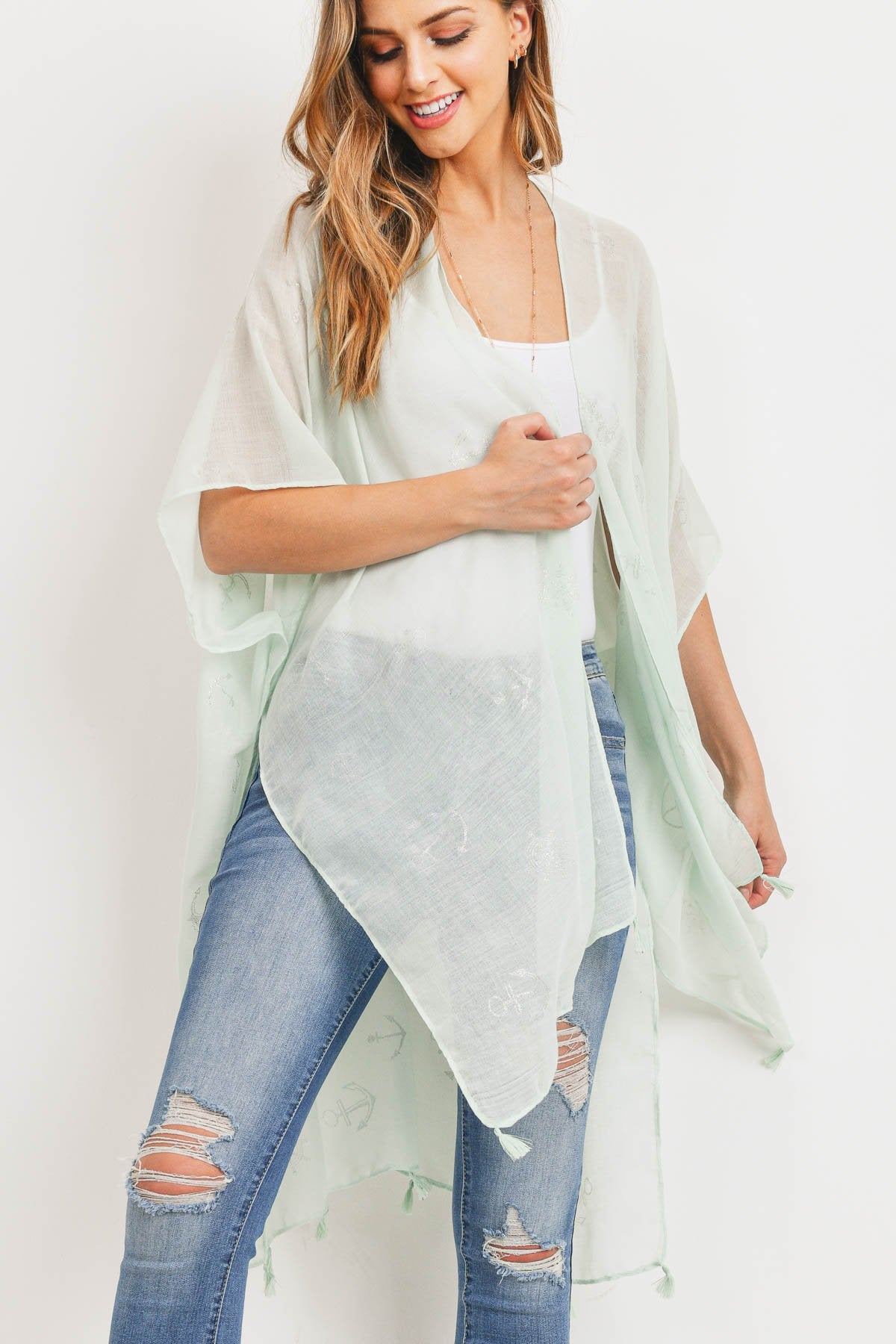 Mint Lightweight Anchor & Leaf Beach Cover Ups