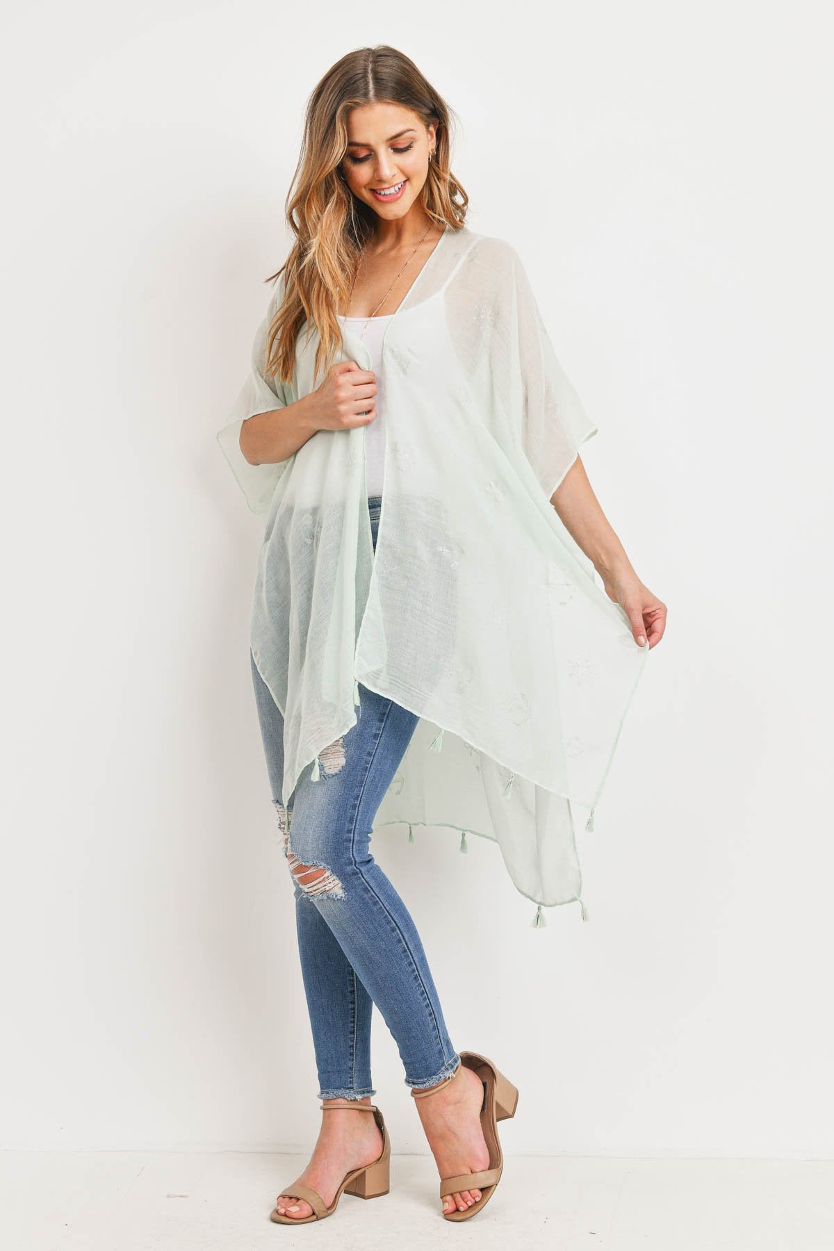 Mint Lightweight Anchor & Leaf Beach Cover Ups