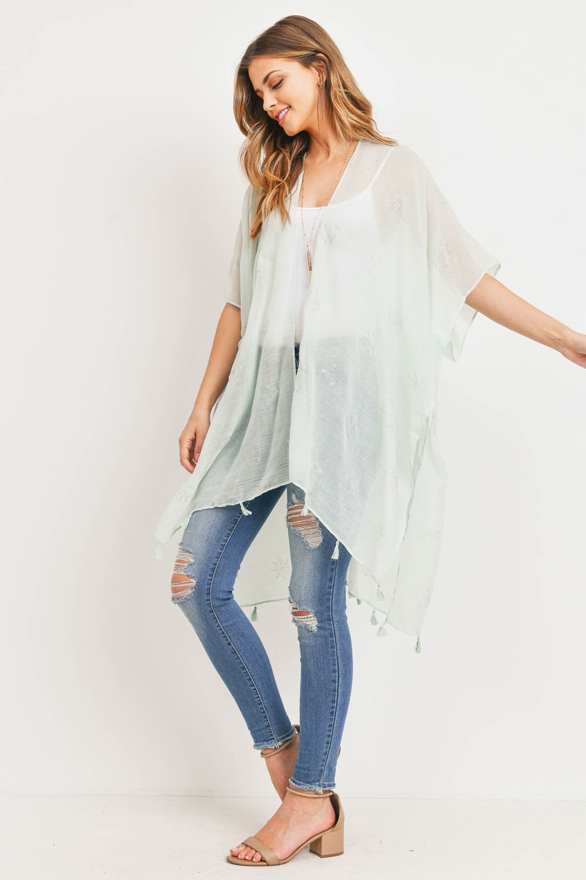 Mint Lightweight Anchor & Leaf Beach Cover Ups