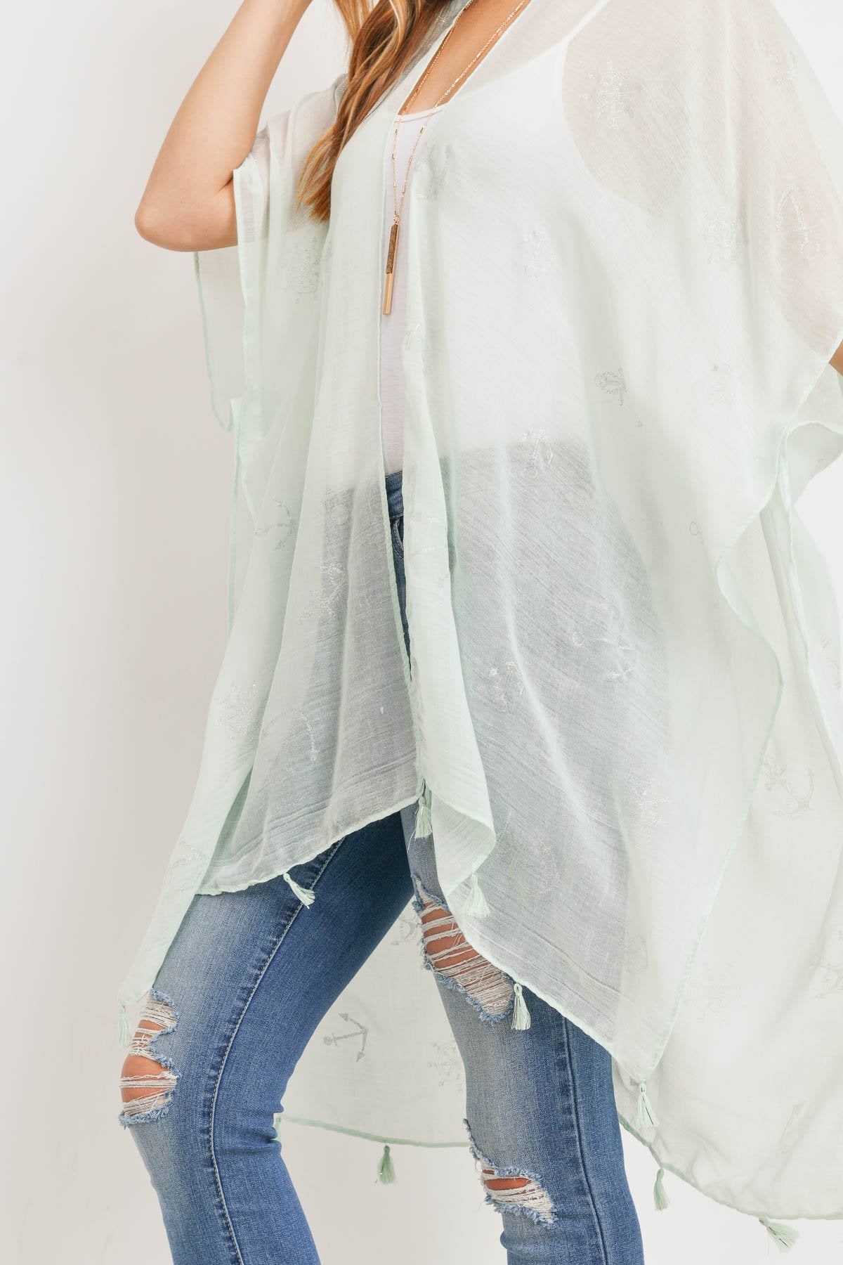 Mint Lightweight Anchor & Leaf Beach Cover Ups